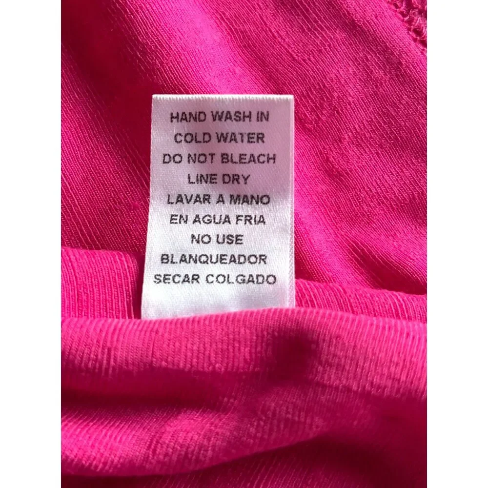 Entro Hot Pink Fuschia with White Ric Rac Swim Terry Cloth Cover-Up